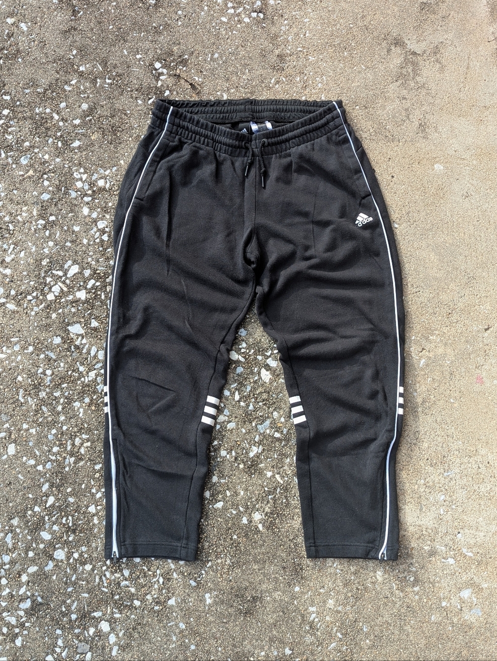 adidas Black Track Joggers with White Stripe Details